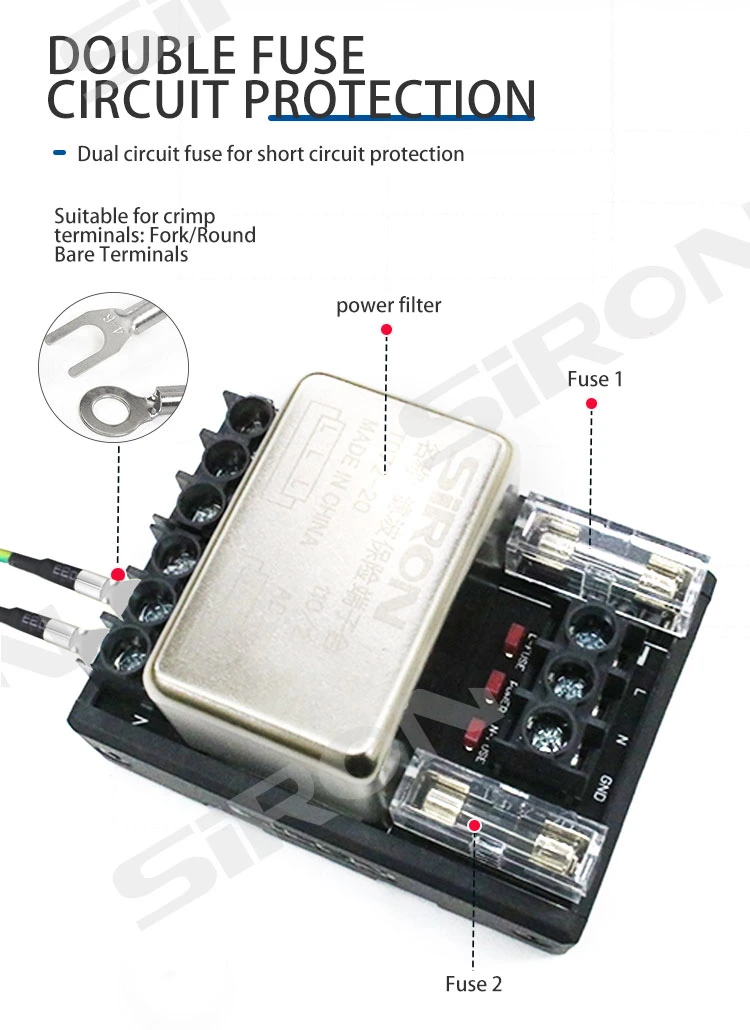 Siron T072-20 Power Module Wiring Terminal AC Control Terminal Short Circuit Protection Wiring Terminal with LED