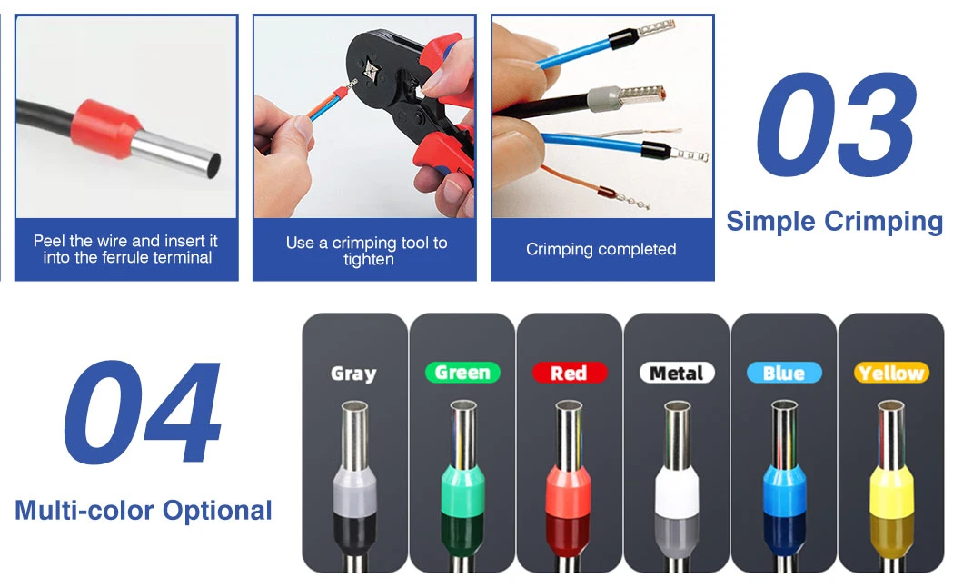 Single Entry Bootlace 0.75mm E7508 Insulated Wire Ferrules Electrical Wire Crimp Cable Terminal Ends