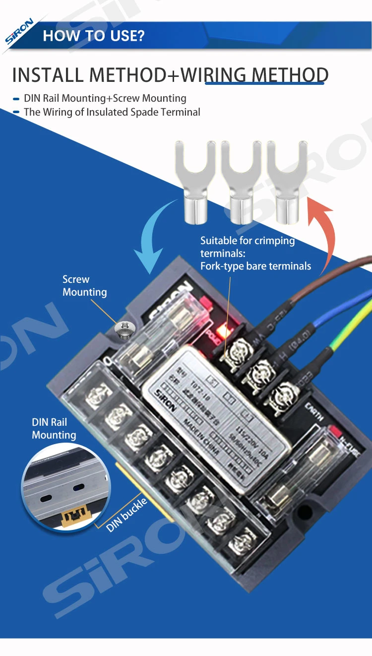 Siron T072-10 Power Supply Terminal with Filter AC Circuit Short-Circuit Protection Terminal