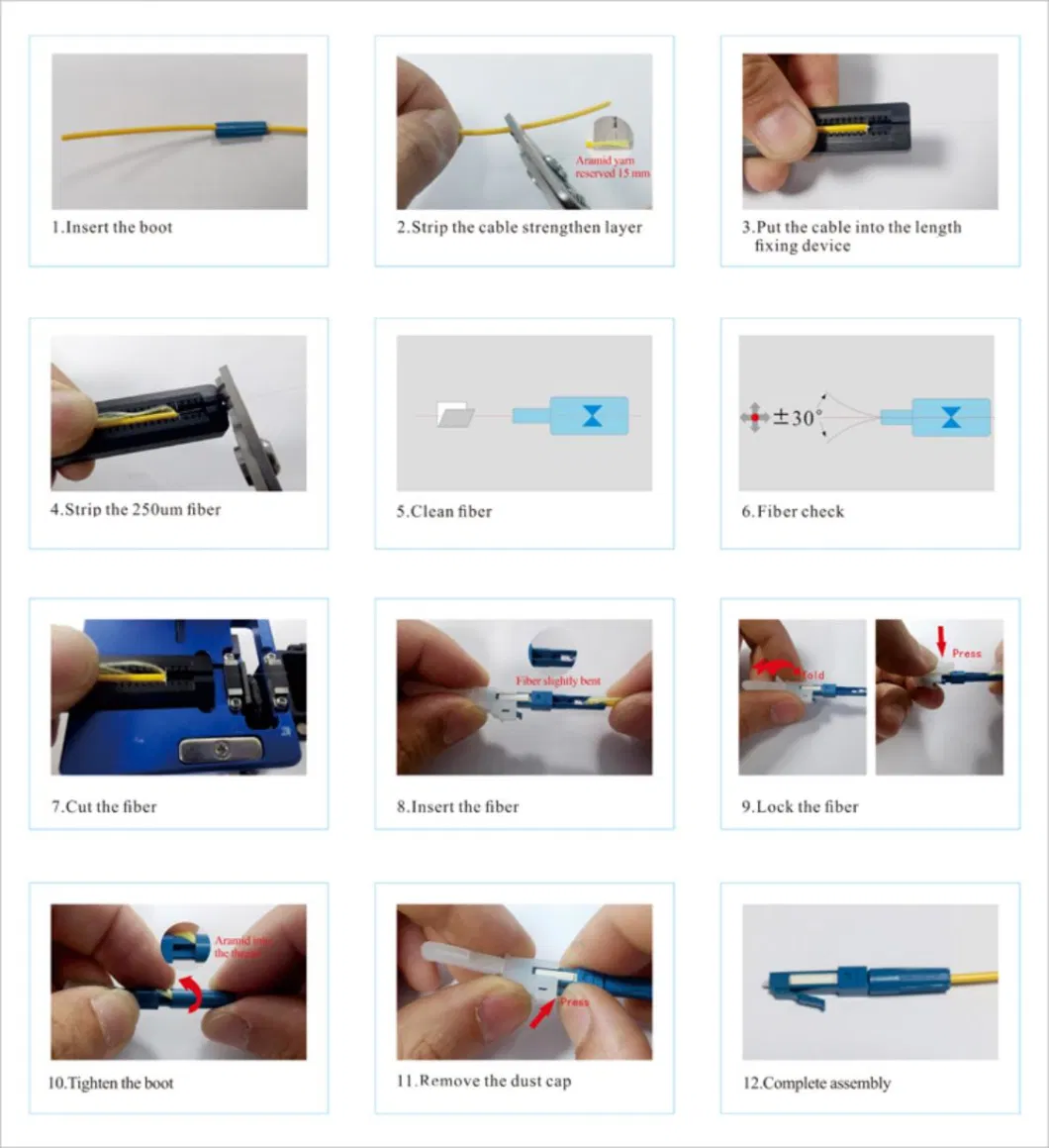 Gcabling Sc/LC-APC/Upc Different Type Connectors for Fiber Termination Tool FTTH FTTB Solution Optic Passive Equipment Fast Connector