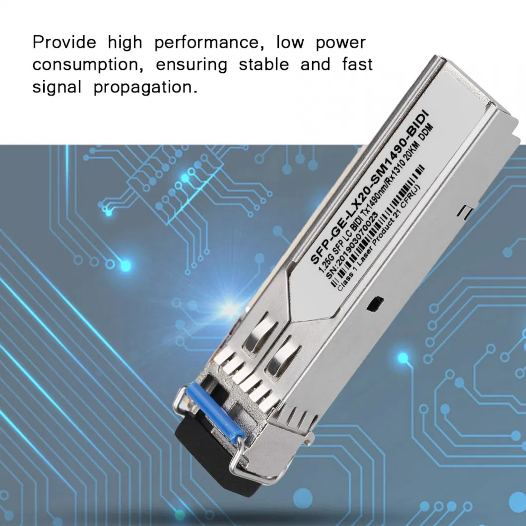 1.25g SFP Module Sm 1310/1550nm, 20km, Single Fiber LC/Sc, Ddm