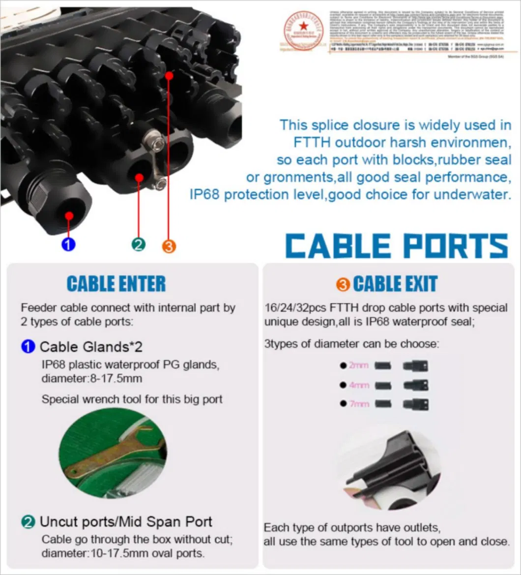 Gcabling High Satisfaction Hot Sale Fiber Optic Junction IP68-SGS Testing Certificate Fiber Optical Joint Closure Dome Box