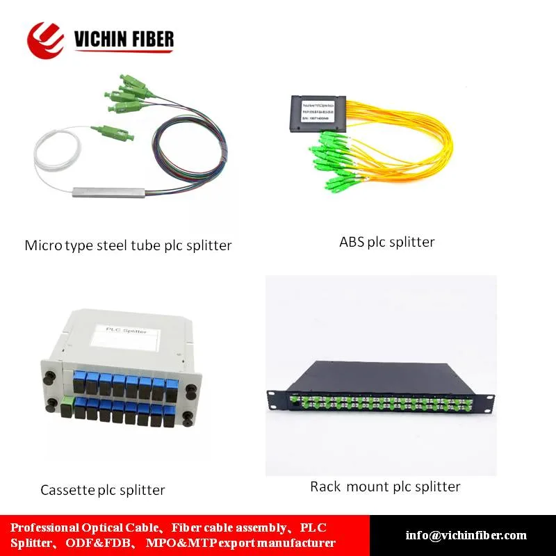 OEM Fiber Optic PLC Spliter 1*2 1*4 1X8 None Connector PLC Splitter 8ways Micro Steel Tube PLC Splitter