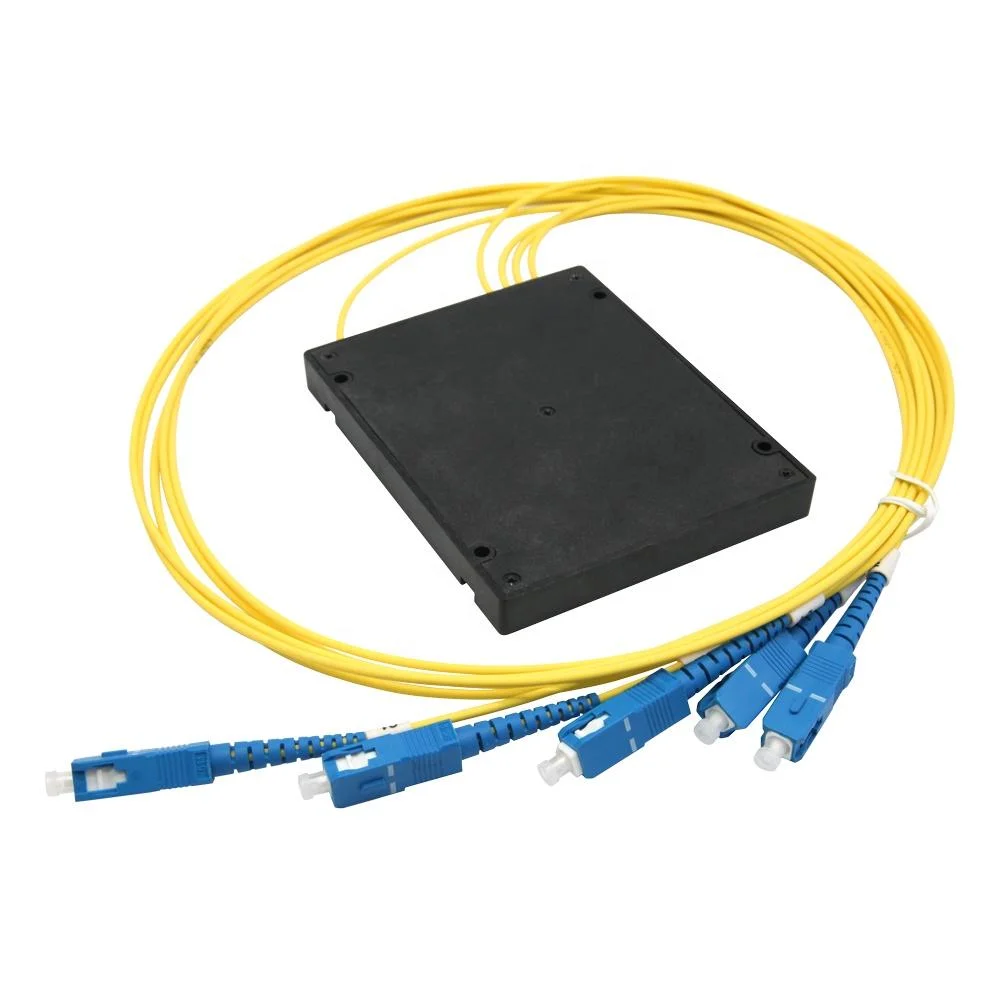 China Manufacturer PLC Splitter 1X4 with APC/Upc Connector 4 Way Fiber Optical Micro PLC Splitter