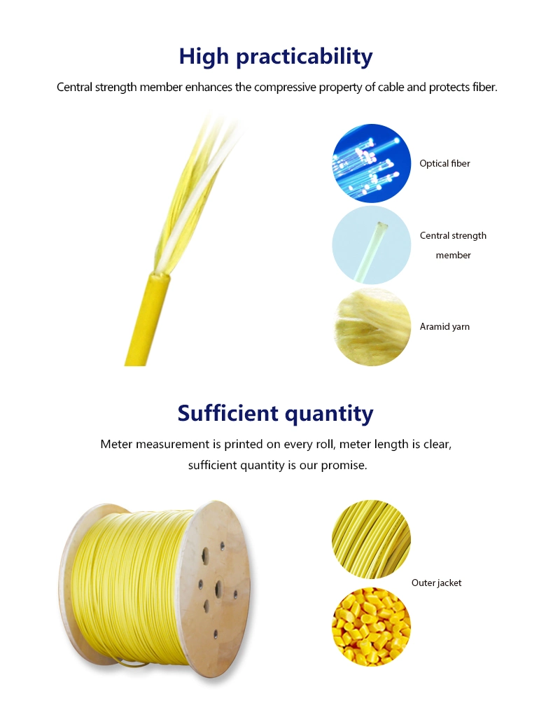 0.9mm Tight Buffer Om4/Om3 Multi Mode GJFJV G652D Indoor Optical Fiber Cable