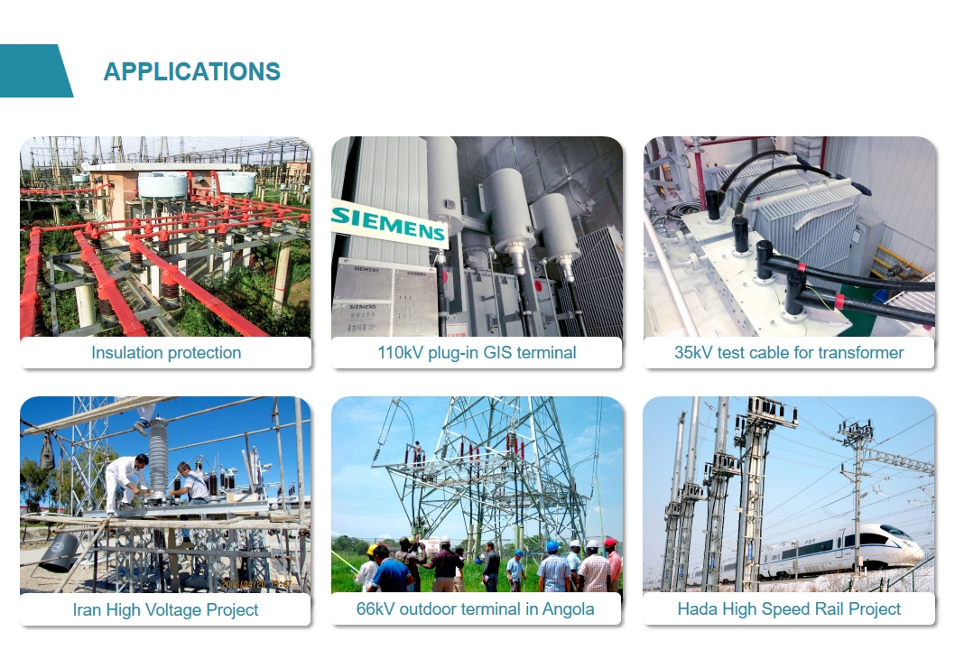 72.5kV, 110kV, 132kV Flexible Silicone Rubber Dry Type Pre-molded Cable Termination