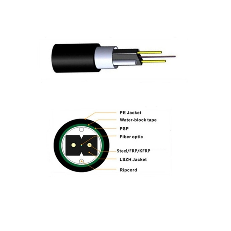 FTTH Outdoor Underground Duct Armored 1, 2 Core Fiber Optic Cable