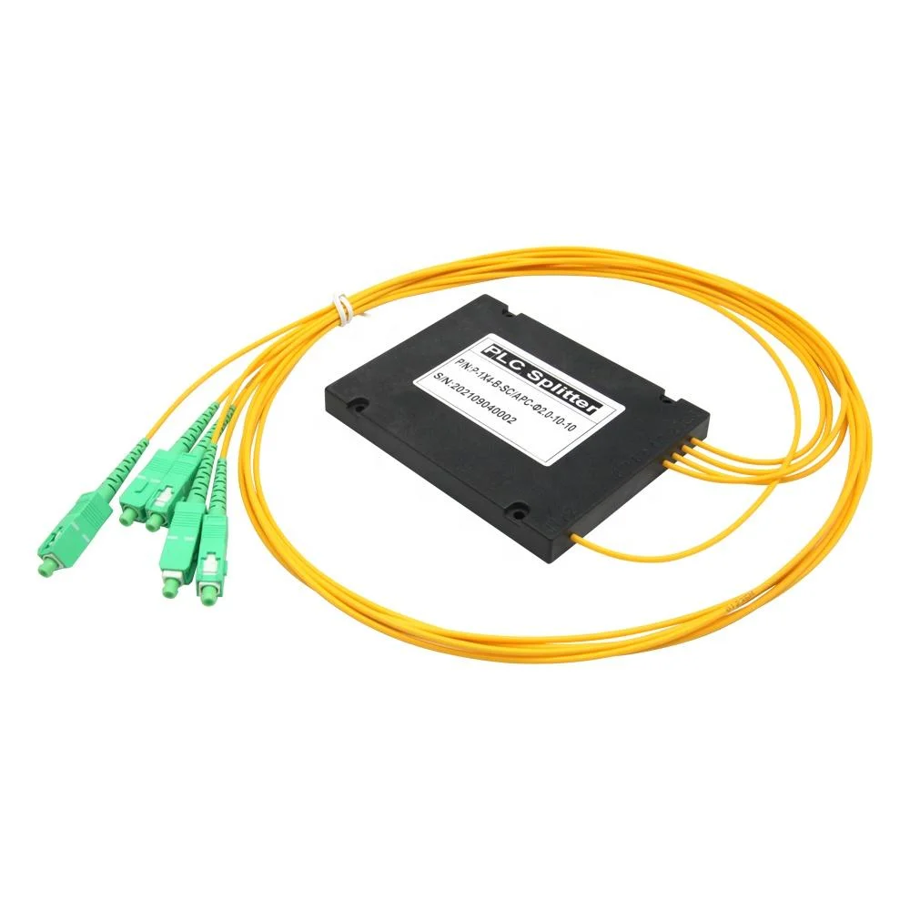 China Manufacturer PLC Splitter 1X4 with APC/Upc Connector 4 Way Fiber Optical Micro PLC Splitter