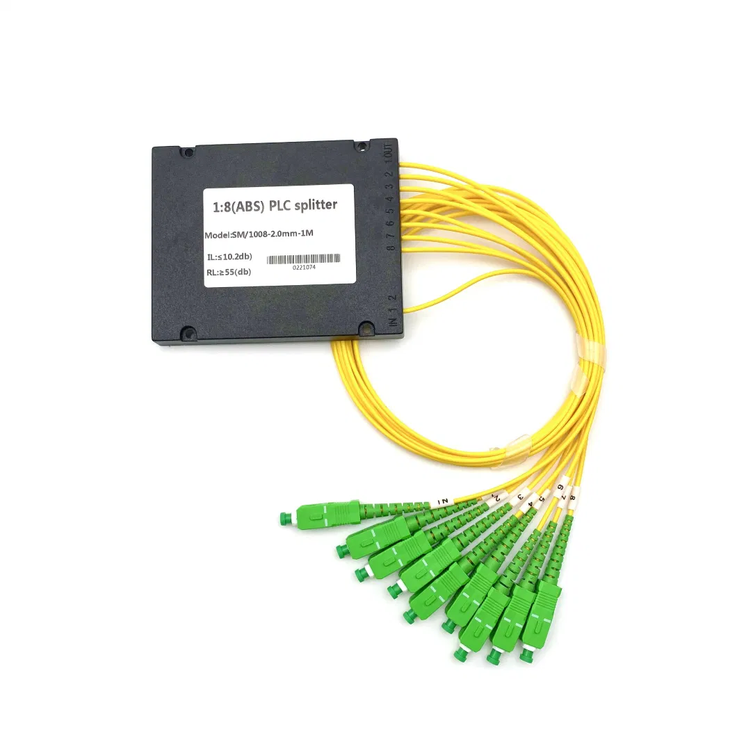 China Manufacturer PLC Splitter 1X4 with APC/Upc Connector 4 Way Fiber Optical Micro PLC Splitter