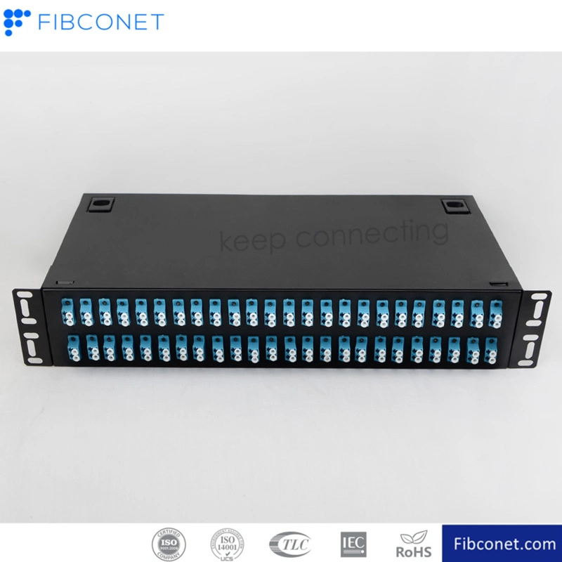 FTTH Fiber Optic ODF 2u Distribution Frame 19inch LC 48port Fiber Optical Patch Panel