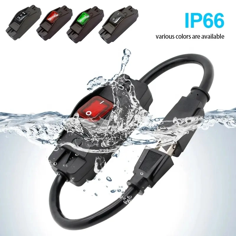 125V 25A Waterproof Inline Switch Heavy Duty 3 Prong Outdoor Extension Cords