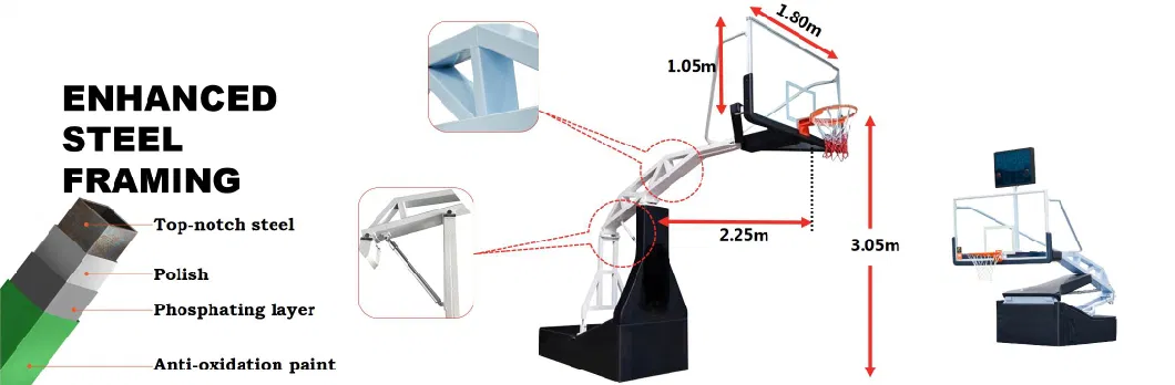 Manual Hydraulic Basketball Hoop Basketball Stand Basketball Equipment Fiba Ncaa Basketball Set