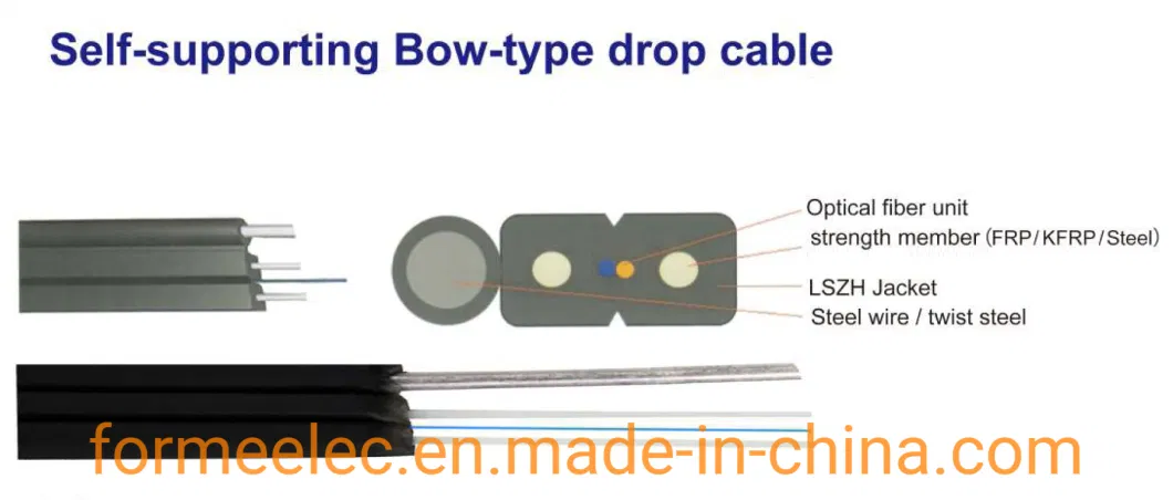 Optical Fiber Cable Fiber Optic Cable FTTH Cable Outdoor 2 Core FTTH Drop Cable