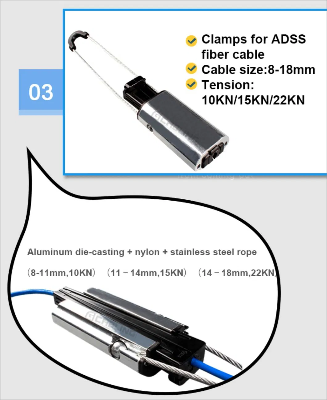 Gcabling Fiber Optic Clamp Tension Clamp for FTTH Drop Cable