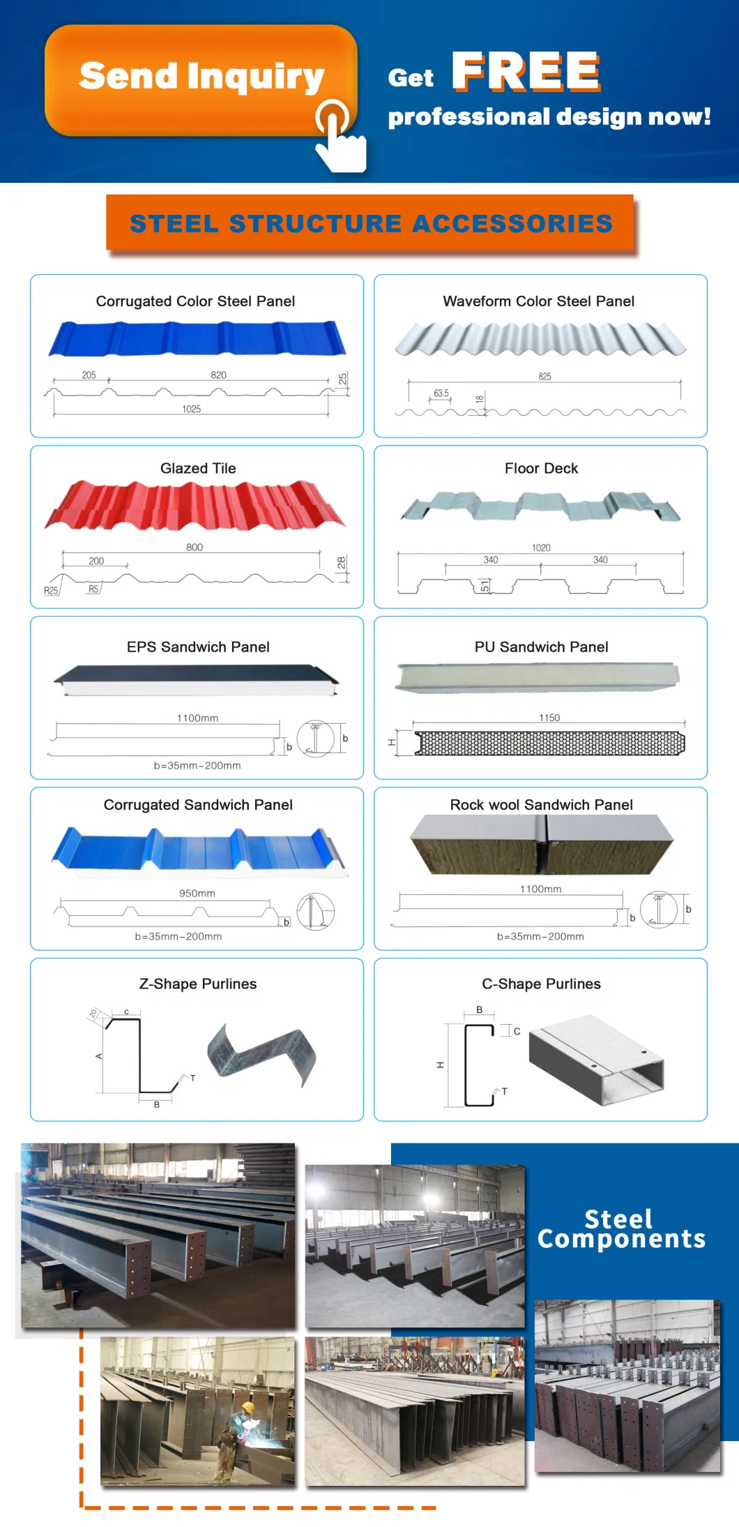 Low Price Steel Structure for Warehouse/Factory/Garage/Distribution Center