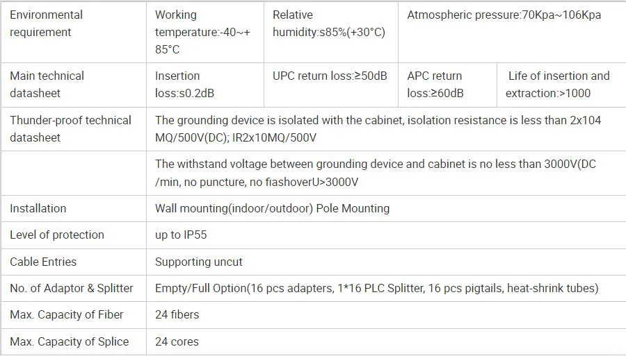 FTTX 8/16 Cores ABS Waterproof Optical Fiber Distribution Box for Fiber Cable