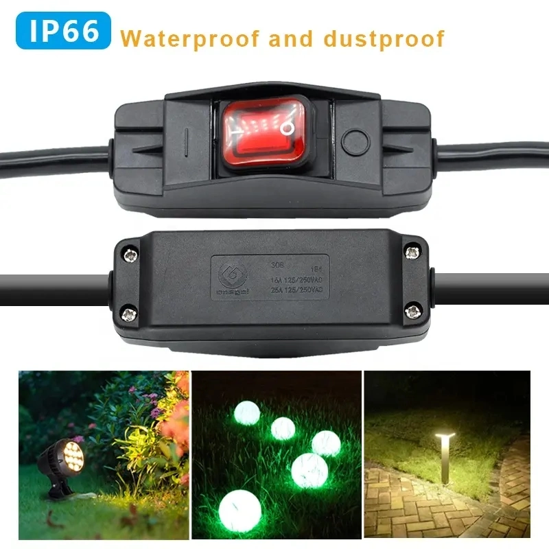 125V 25A Waterproof Inline Switch Heavy Duty 3 Prong Outdoor Extension Cords