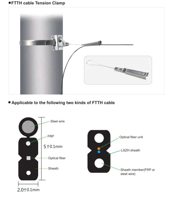 201 Stainless Steel Wedge Type Tension Clamp for FTTH Cable