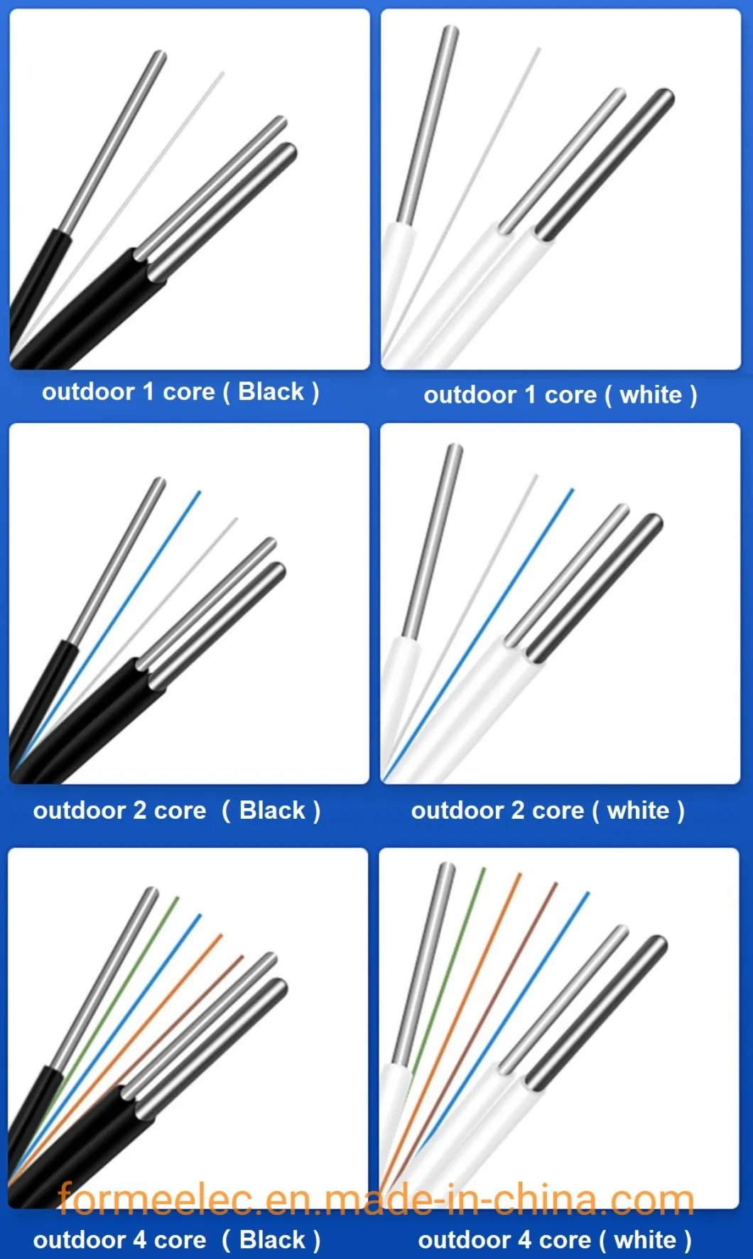 Broadband Fiber Cable FTTH Drop Cable Outdoor 2 Core Drop Cable