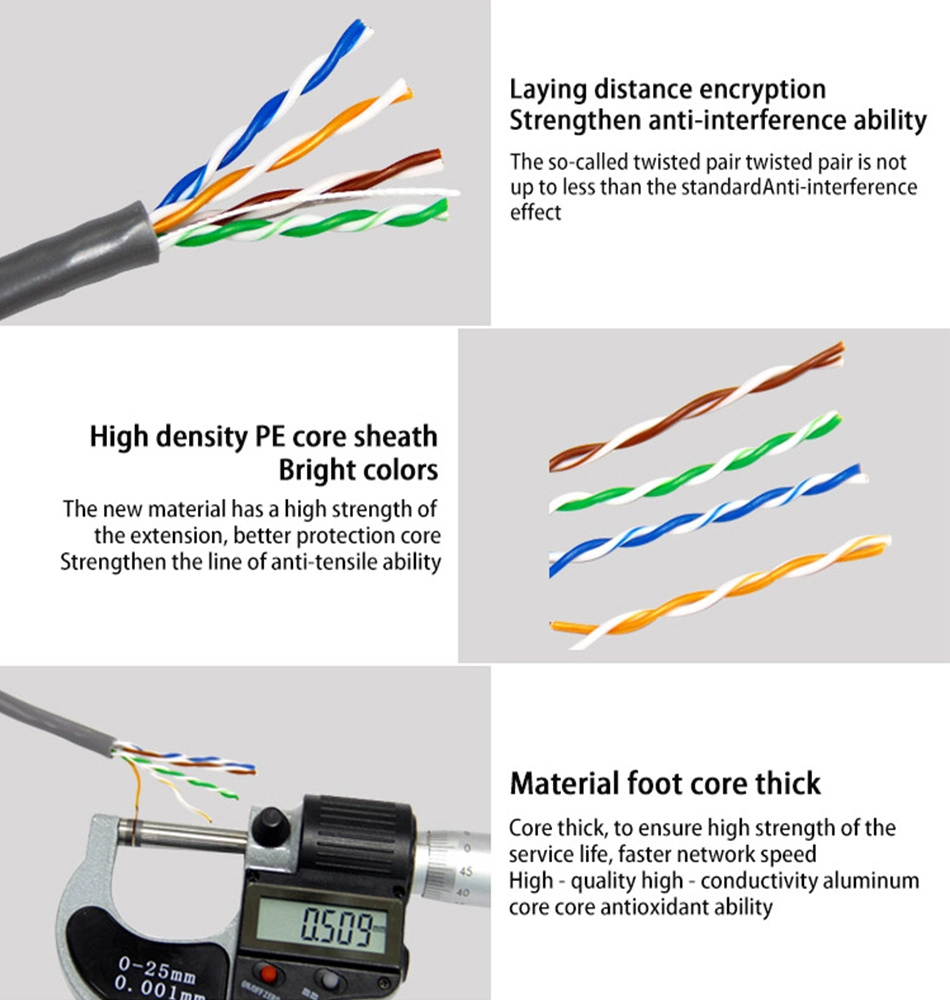 At5e 24AWG 4 Pairs Solid Bare Copper UTP and STP Double Jackets Underground Waterproof Outdoor Cable