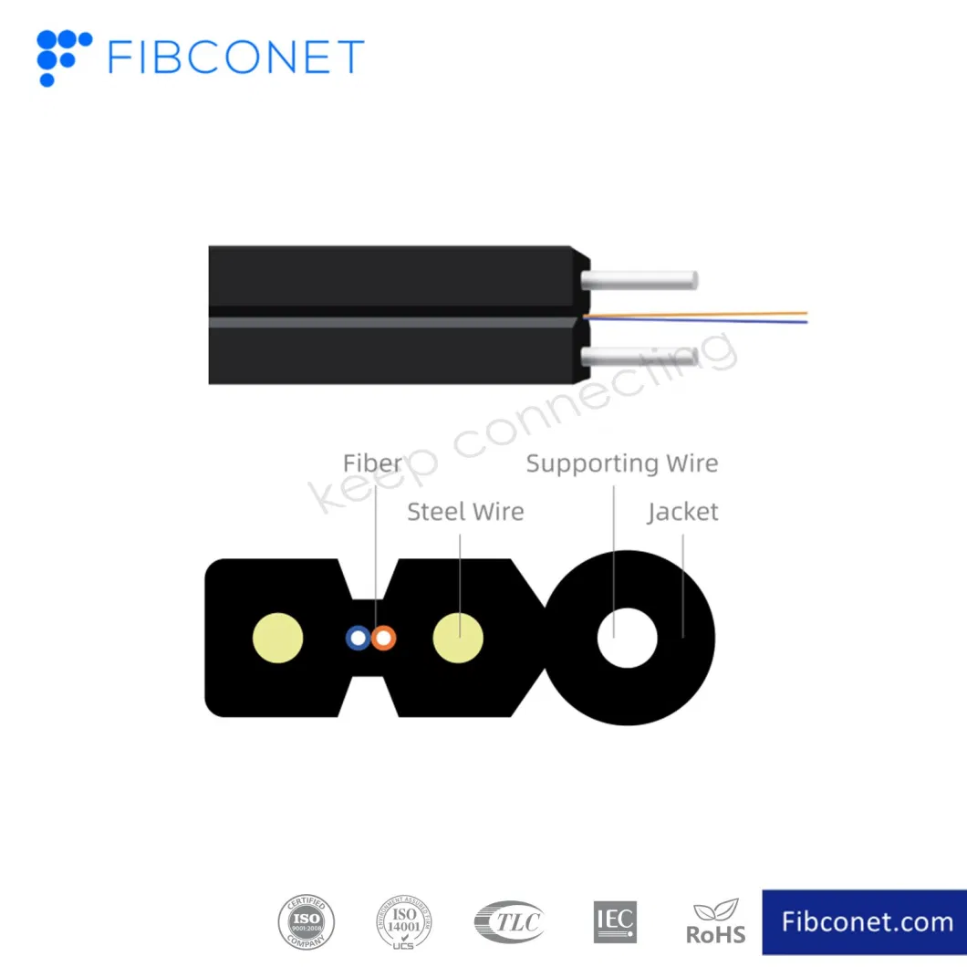 FTTX 1 2 4 Core G657A1 G657A2 GJXFH Gjxh Singlemode Fiber Optic Drop Cable