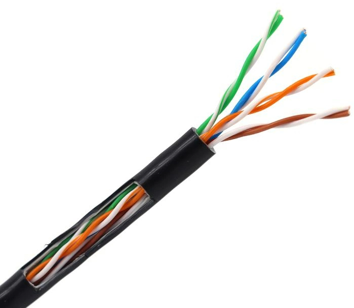 At5e 24AWG 4 Pairs Solid Bare Copper UTP and STP Double Jackets Underground Waterproof Outdoor Cable