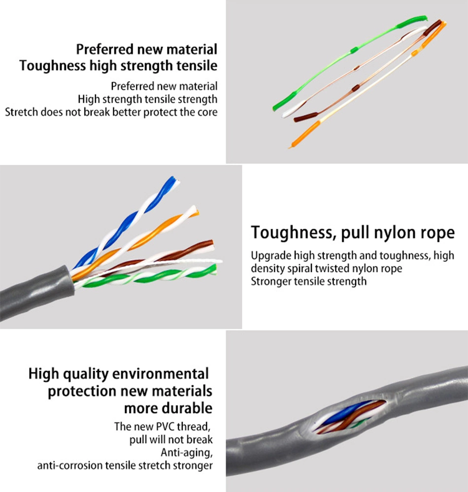 At5e 24AWG 4 Pairs Solid Bare Copper UTP and STP Double Jackets Underground Waterproof Outdoor Cable