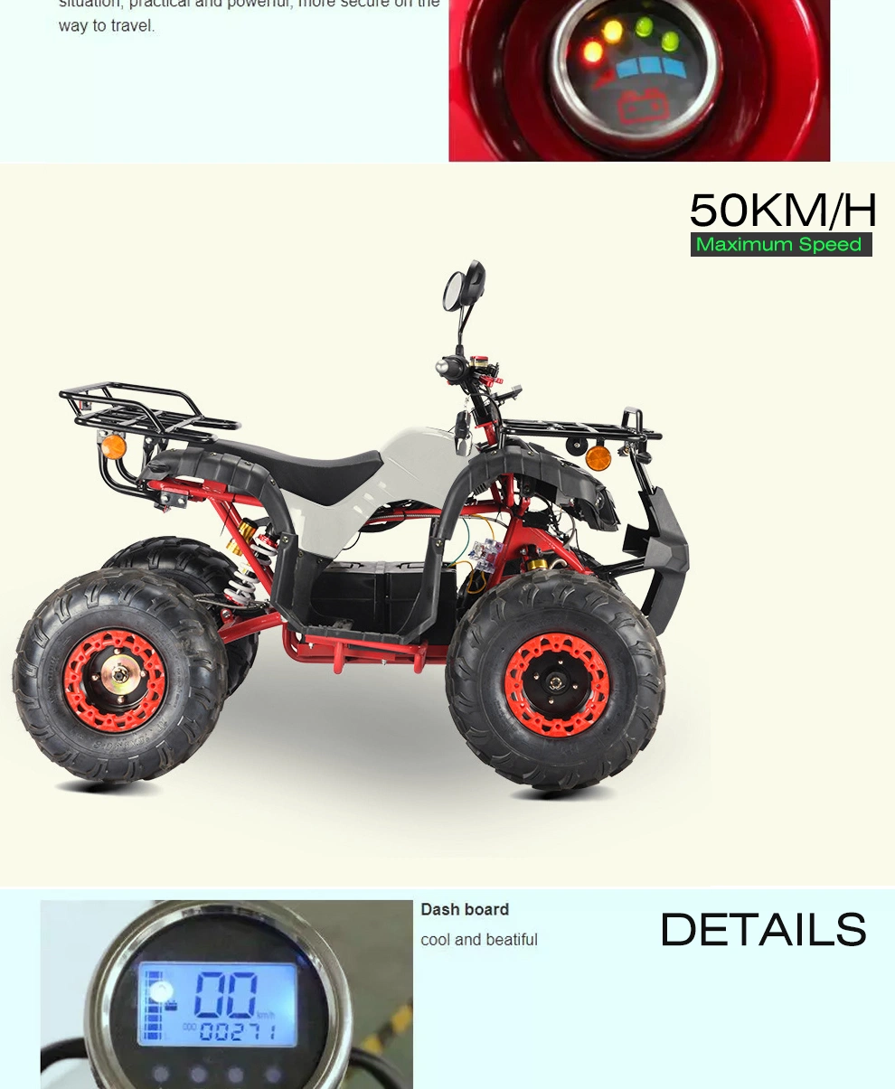 Wholesale 4X4 Four-Wheeled Axle Drive ATV Electric Quad Bike Adults