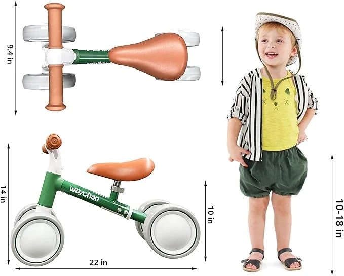 Baby Kids 4 Wheels Toddler Balance Bike Children Bicycle No Pedals Bike