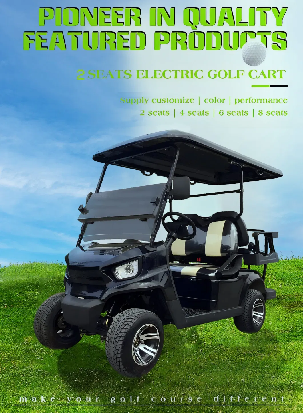 2+2 Electric Golf Cart, Electric Sightseeing Cart, All-Terrain off-Road Vehicle Battery-Powered Hunting Cart Factory Direct Sales Golf Cart