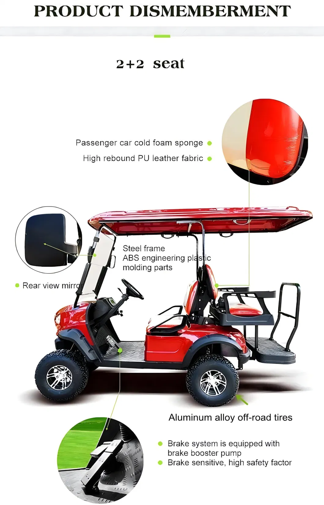 2+2 Electric Golf Cart, Electric Sightseeing Cart, All-Terrain off-Road Vehicle Battery-Powered Hunting Cart Factory Direct Sales Golf Cart