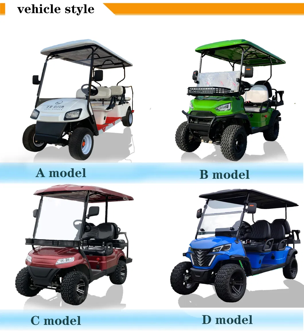 2+2 Electric Golf Cart, Electric Sightseeing Cart, All-Terrain off-Road Vehicle Battery-Powered Hunting Cart Factory Direct Sales Golf Cart