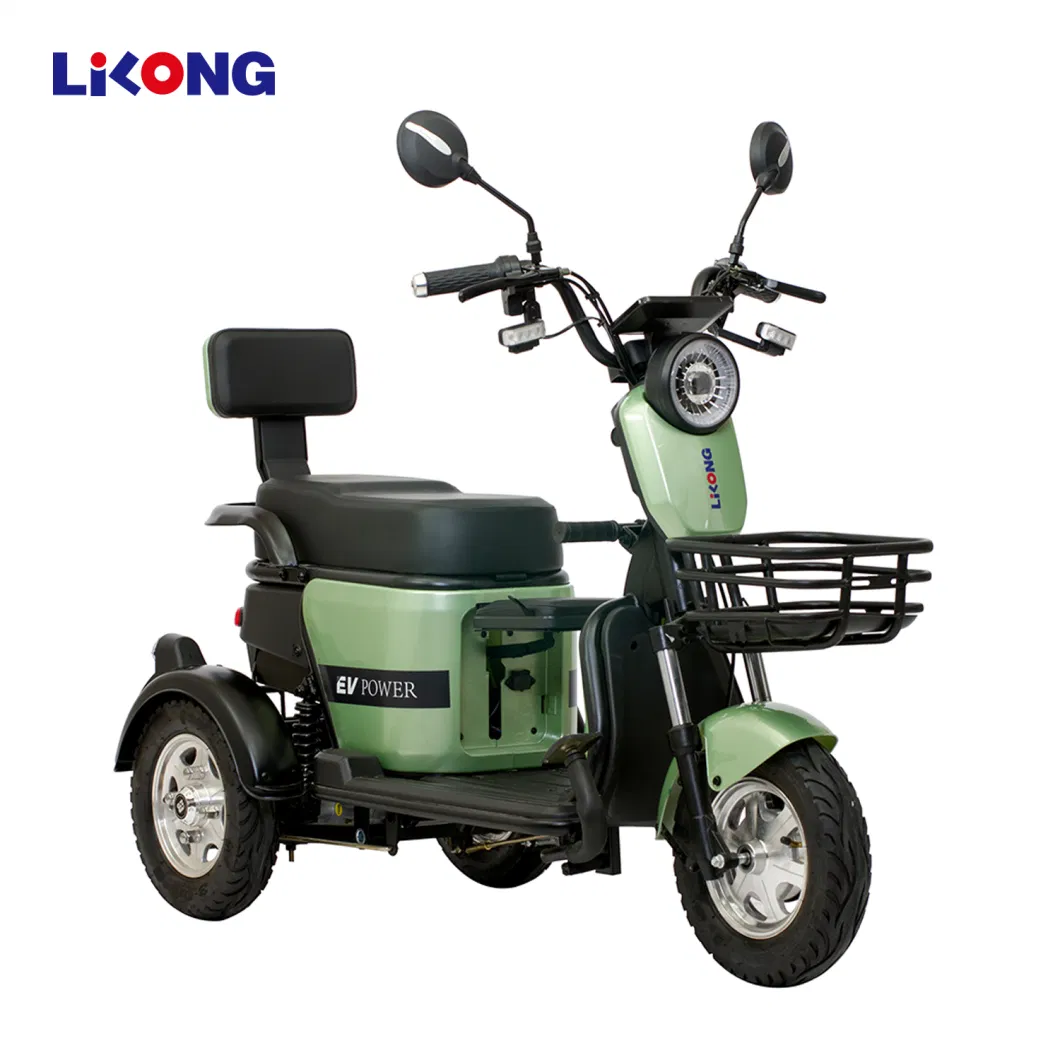 Battery Powered Differential Engine 3 Wheeled Electric Tricycle for Family Use