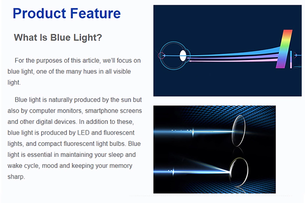 1.56 Blended Invisible Bifocal Blue Cut/Block Hmc Optical Lens