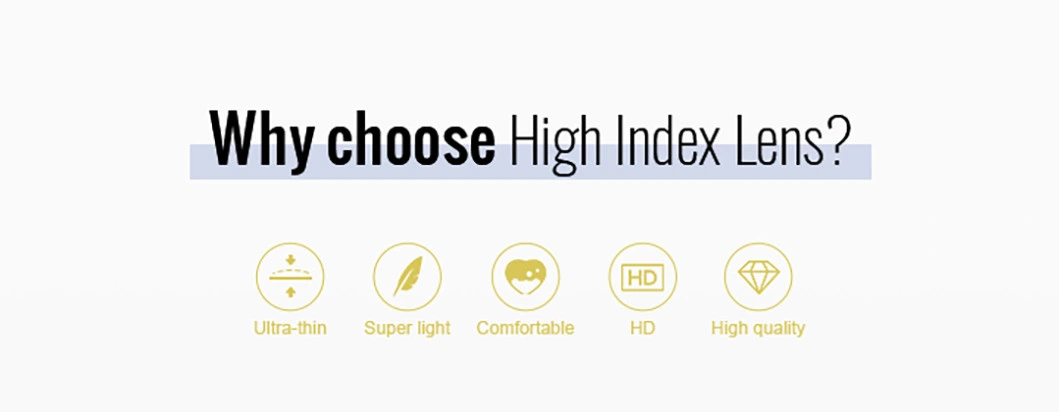 High Index 1.61 Asp UV400 Hmc/Shmc EMI Mr-8 Single Vision Optical Lens