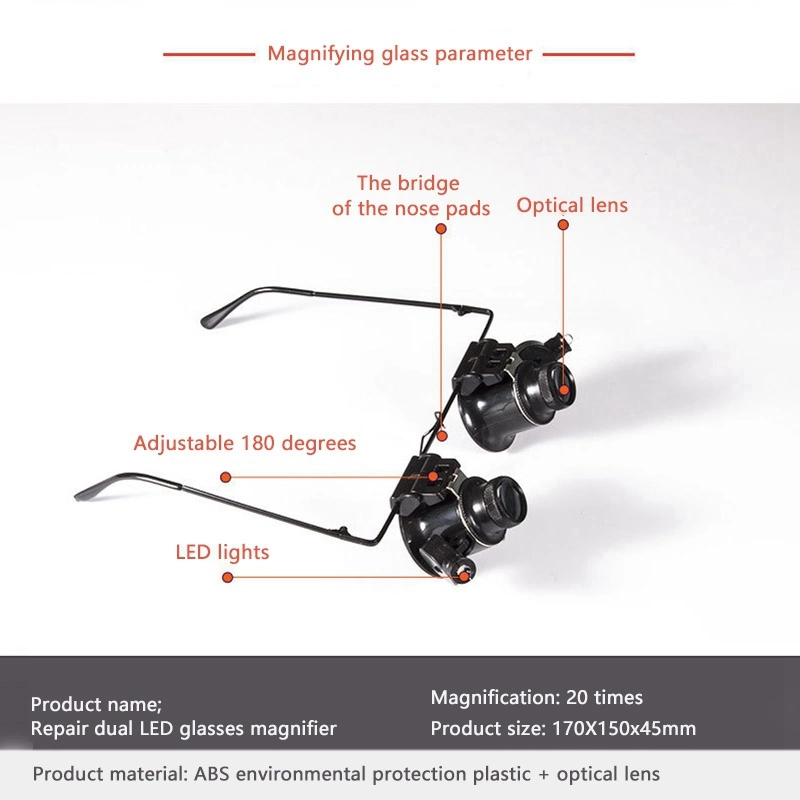 Professional 20X Magnifying Eye Magnifier Single/Dual Glasses Loupe Lens