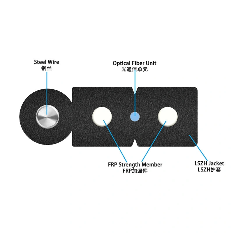 Self-Supporting FTTH Indoor Fiber Cable Optic Fiber Drop 4 Core