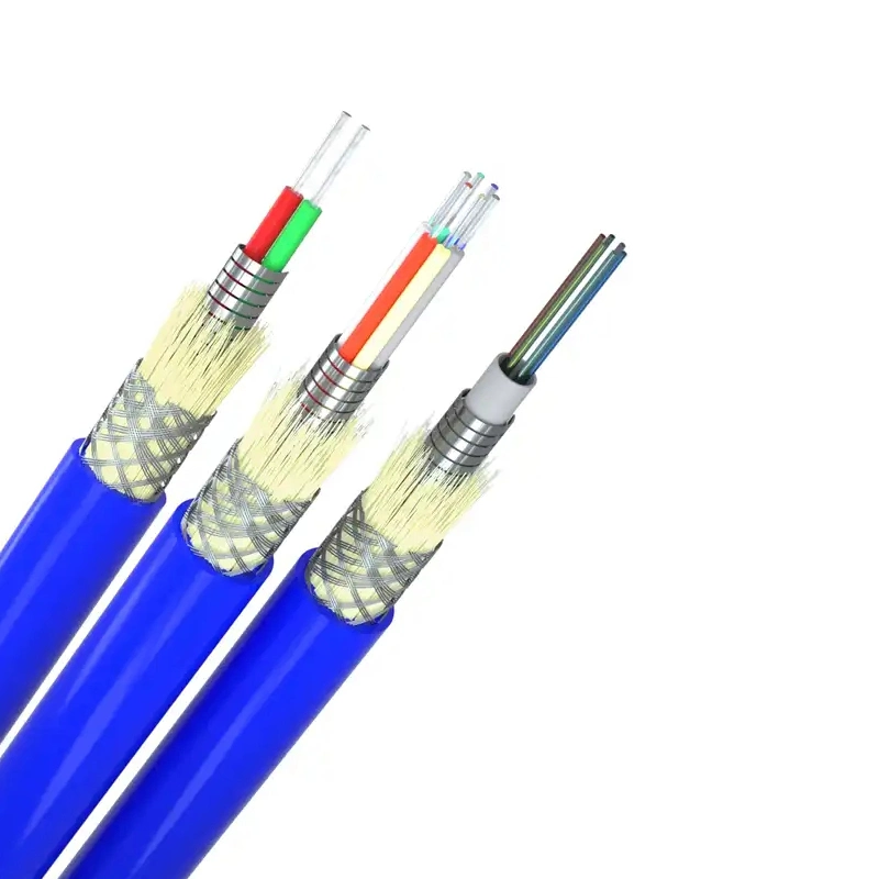 Indoor TPU Helical Armored Anti Rodent Fiber Optical Cable 4/8/12 Core