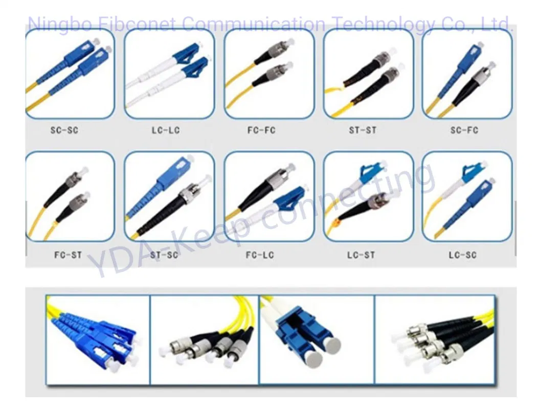 Fiber Optic Patch Cord Cat5e/CAT6 UTP Ethernet Simplex/Duplex RJ45 Rj11 Cpri Drop Sc/LC/FC/St/MPO/Mu/MTRJ/E2000 Patch Cable