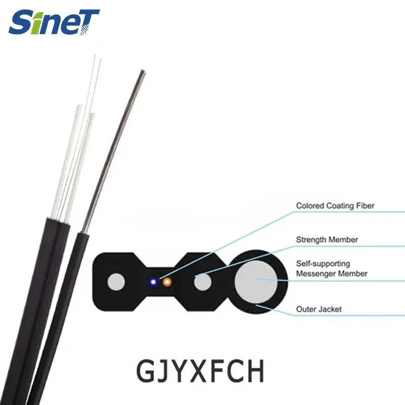 Gjxh Gjxch Gjyfxch 1, 2, 4, 6, 8, 12 Cores FTTH Flat Indoor/Outdoor Fiber Optic Cable Drop Cable