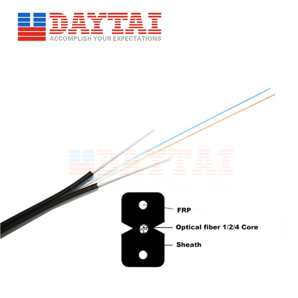 1 2 4 Core Fiber Optic Indoor/Outdoor Flat FTTH Drop Cable