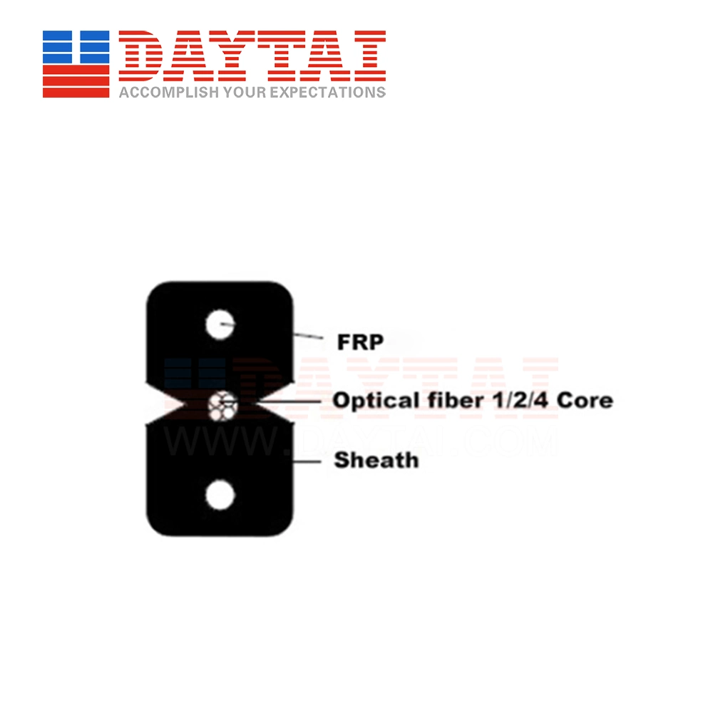 1 2 4 Core Fiber Optic Indoor/Outdoor Flat FTTH Drop Cable