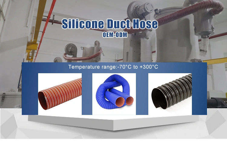 Flexible Duct Heat Resistant Made of Silicone Coated Glass Fibre Fabric with Steel Wire Pipe Hebei Silicone Tube Hose