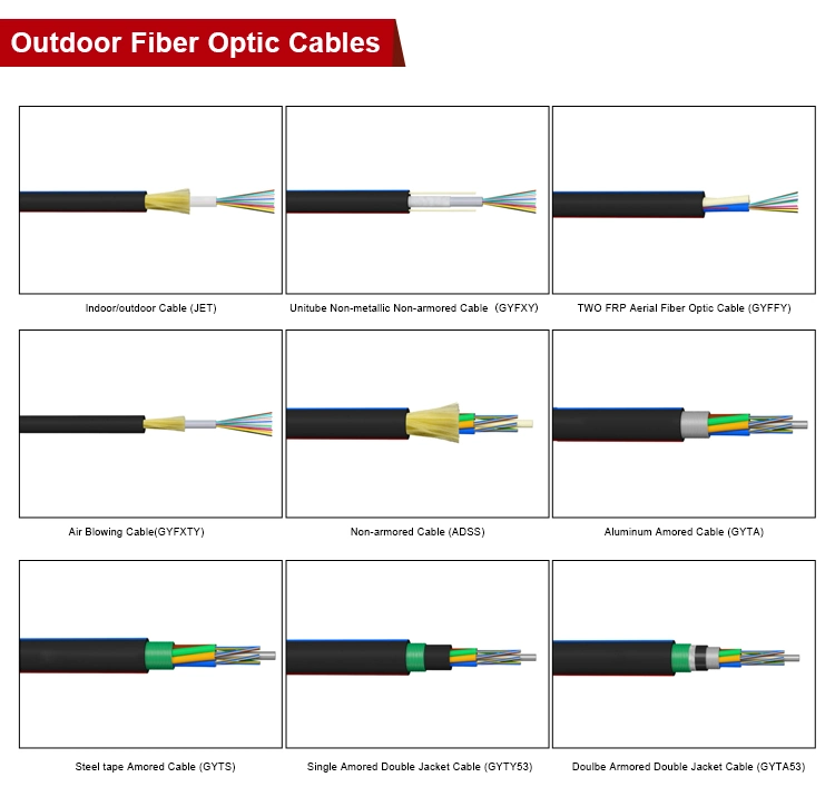 GYTA53 Buried Fiber Optic Cable 24 48 72 96 144 Core Outdoor Optical Fiber Cable