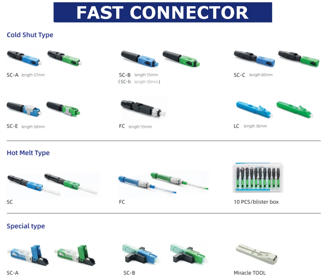 FTTH Drop Cable Sc APC/Upc Quick Connectors Fiber Optic Fast Connector