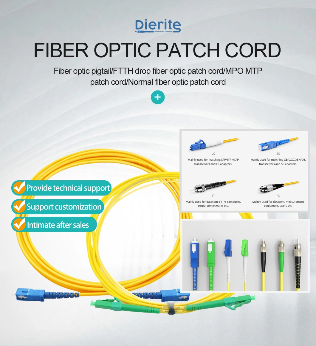 MPO to MPO MTP Single-Mode/Multi-Mode 4-48 Cores 0.9mm 2.0mm Fiber Optic Patch Cord Jumper Cable Om4 Om3 Us Conec MTP Connector