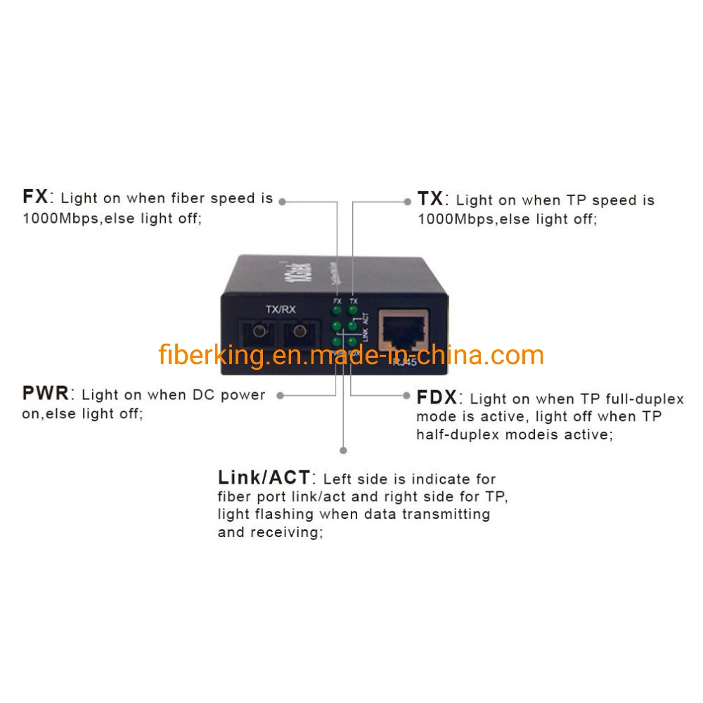 10/100m Single Mode Fiber Optic Media Converter RJ45 Sc Connector