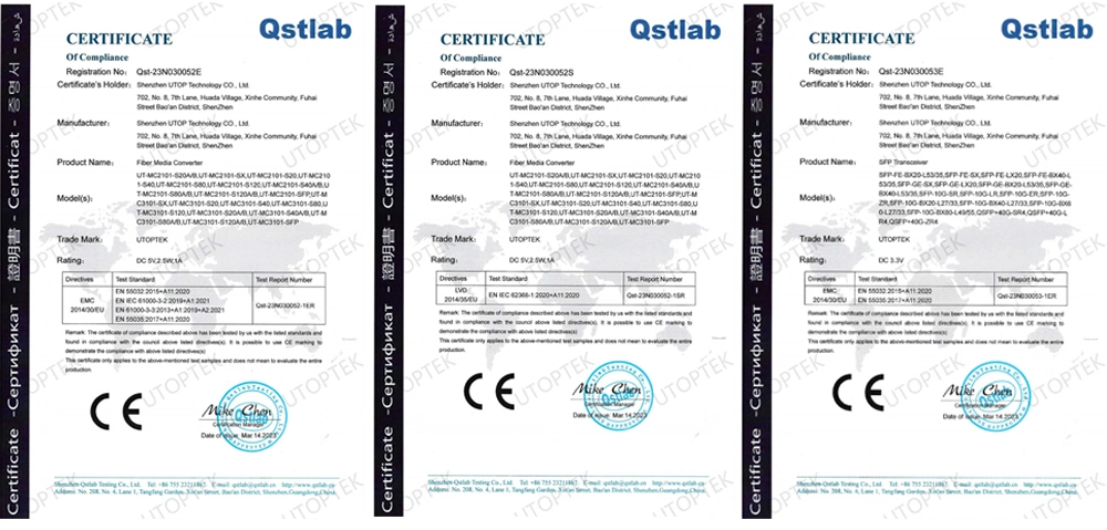 100 1000m Fiber to Fiber Converter, Singlemode to Multimode Converter with Sc Connector