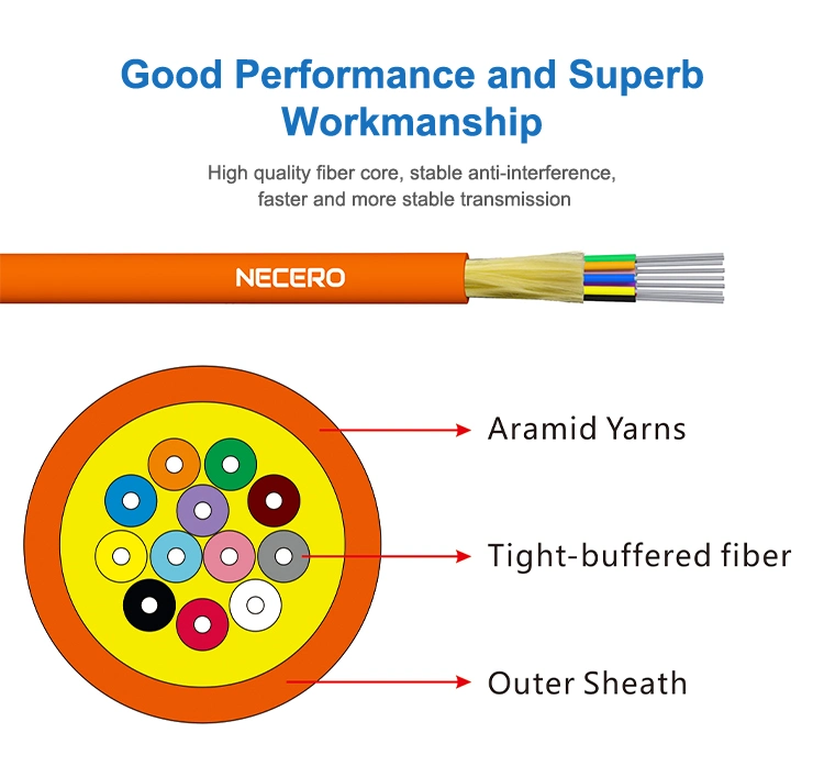 Om3 Om4 Indoor 50/125 or 62.5/125 CCTV Fiber Optic Cable