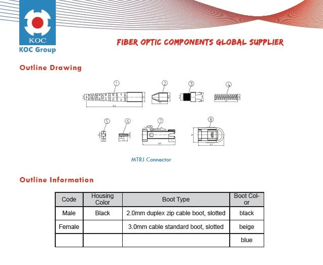 MTRJ Fiber Optical 2mm Connector